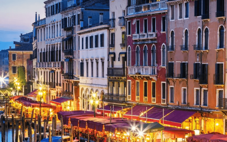 Grand Canal, Venice Beautiful canal with colorful buildings and gondolas.
