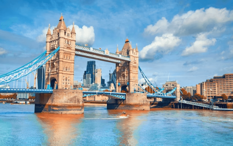 Tower Bridge, London Iconic bridge over the Thames River.